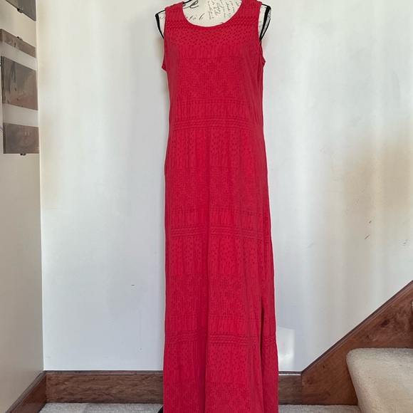 Chicos summer textured ankle length dress textured pattern size 12 (Chicos 2) - Picture 2 of 6